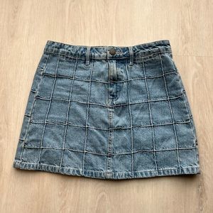 Forever 21 Blue Square Detail Denim Mini Skirt